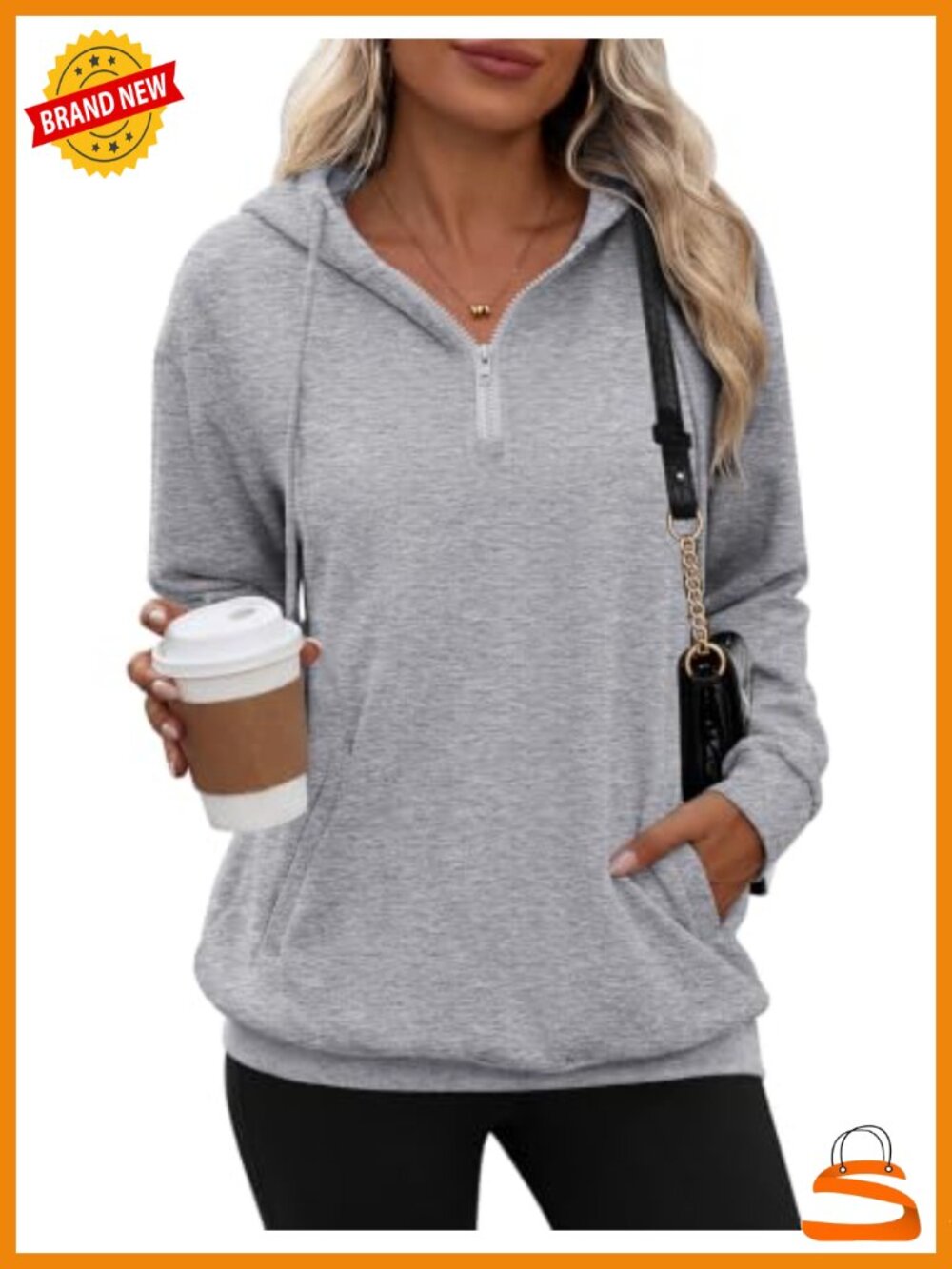 Women's Oversized Half Zip Hoodie Sweatshirt with Pockets